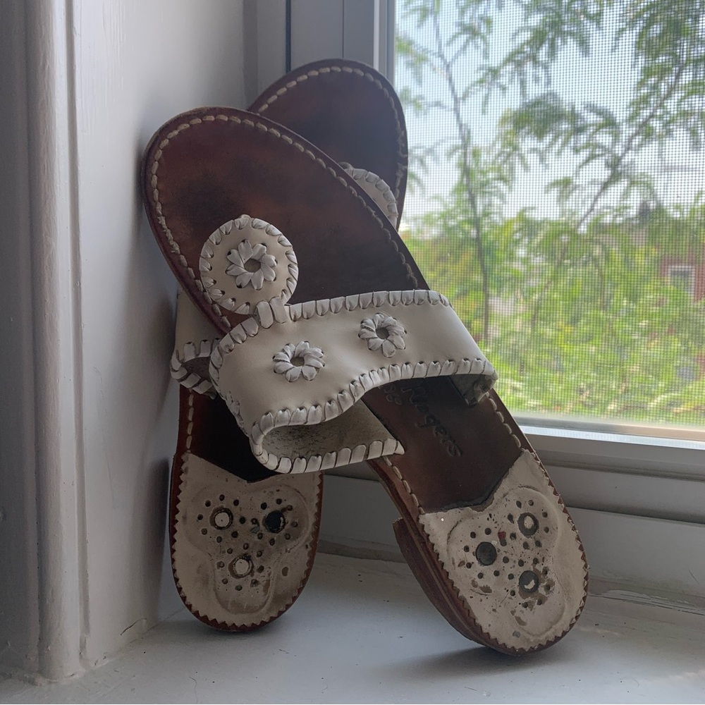Jack Rogers bone and white sandals